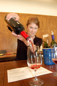 Lynn pouring wine