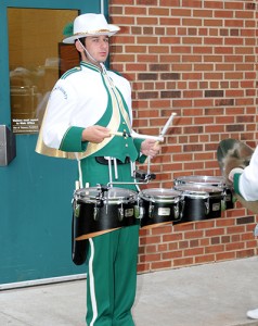Jacob Tal of Nellysford shows of the brand new band uniforms for 2008-2009