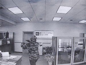 BB&T Bank Robbery Suspect Shown on Surveillance Tape with Weapon -- Photo Courtesy: NCSD