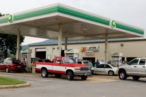 Ike had drivers pulling up late Friday in Afton to get gas.