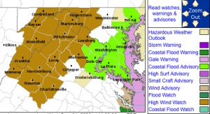 Beginning 8 AM Thursday : High Wind Watch In Areas Highlighted In Brown Shading