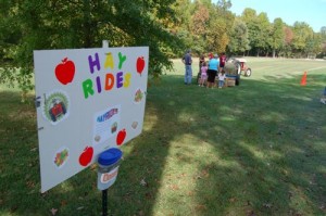The weather was perfect for a hayride at the Roseland UMC Fall Festival