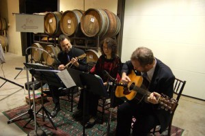 Gentle music entertained guests in the wine cellar before the ball started.