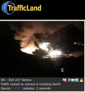 A screenshot from the scene via Trafficland.com at exit 227 on I-81 NB just before 7PM EST