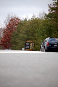 The radar signs are a warning to drivers to watch their speed along the new 45 MPH zone.