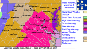 Red Flag Warning Issed For Many Central Virginia Counties Until 6 PM EST 12.31.08