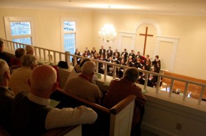 Photos By Tommy Stafford ©2008 NCL, Folks look down on Sunday's performance inside the Rockfish Presbyterian Church.