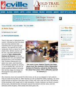 Screen grab of a post on www.c-ville.com. ©2009 CVille Weekly : Charlottesville, Virginia : Click image for larger view