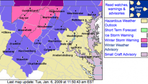 The various weather advisories covering Central Virginia as of 12 noon Tuesday, via NWS.