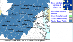 Latest Watch area from The NWS as of 12 noon Monday.