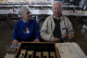 This couple who attends the chitlin dinner every year. They bought 100 raffle tickets in hopes of winning a donated quilt. 
