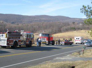 Some witnesses at the scene said ti appeared the accident happened when a car was turning left from 151 and an approaching truck may have hit the car. 