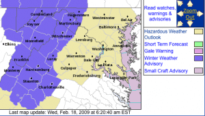 The Winter Weather Advisory area as outlined by The National Weather Service early Wednesday morning.