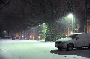 Photos By Paul Purpura : ©2009 NCL Magazine : By 9 PM Monday night about 3 and 1/2 inches of new snow had fallen at Wintergreen while the valley saw only rain.