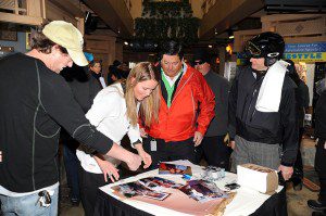 Photos By Paul Purpura : ©2009 NCL Magazine : Ski champ, Grete Eliassen, signs autographs for fans this past weekend near Free Style at Wintergreen Resort. 