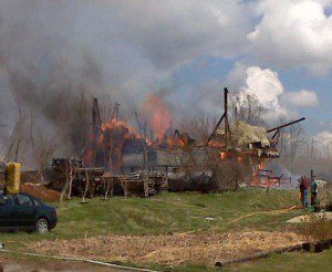 Fire at barn at amFOG. Photo by Tommy Stafford, NelsonCountyLife.com.