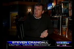 Crandall being interviewed by Tim Saunders of WDBJ TV in Roanoke, VA