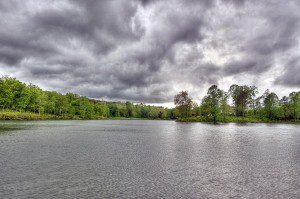 Rain clouds over Lake Monacan this week in Nelson County, Virginia. 