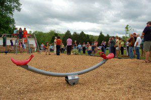 Folks from all over Nelson turned out for dedication of the playground Saturday morning.
