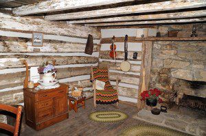 The cabin has been restored to resemble what it might have looked like over a hundred years ago.