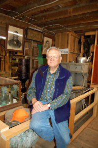 Paul Saunders in the antique farm equipment museum at the market. One of the largest privately-owned collections of farm antiques in the state of Virginia.