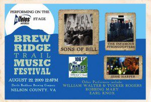 The 1st Brew Ridge Trail Music Festival is this coming weekend on Aug 22nd. Click on image for larger view.