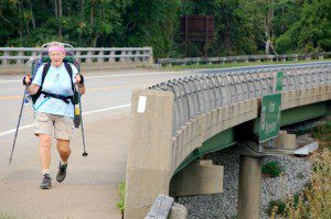 Photos By Tommy Stafford : ©2009 www.nelsoncountylife.com : Sandy Gallagher celebrated her recent 70th birthday by hiking a 107 mile stretch The AT through the Shenandoah National Park over the past 10 days. She finished her last steps of the hike Thursday afternoon.