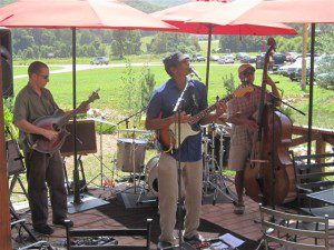 After the race was over, riders were treated to tunes on the patio at Devils Backbone Brewing.