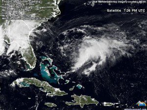 Image courtesy of wunderground.com and NASA : Click on image in post for latest position of Danny.