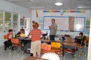 Michael Donegan in his new classrom at North Branch School.