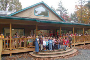 Photos By Yvette Stafford : ©2009 www.nelsoncountylife.com : The kids of North Branch School pose in front of their new annex Friday afternoon. It's the first major addition to the school since it's beginning in 1983. 