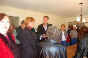 Jon Walmsley (Jason) chats with a fan inside the old Hamner house in Schuyler. 