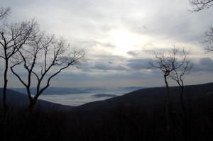 ©2009 www.nelsoncountylife.com : Photo By John Taylor : The view from above on Devils Knob looking into the Rockfish Valley on Tuesday morning. Click to enlarge.