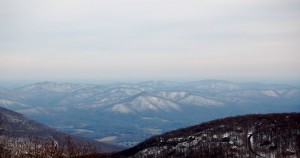 Looking east toward the Rockfish Valley and Charlottesville, VA from 3000 feet at Founders Vision Overlook above Wintergreen Resort. 