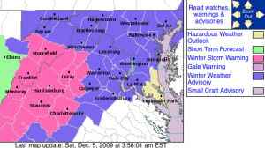 Via The National Weather Service : A Winter Storm Warning is now in effect for Nelson until 7PM Saturday evening. Area highlighed in pink. Click to enlarge. 