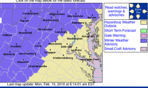 A Winter Weather Advisory begins @ 11AM  for the counties highlighted in purple. Click image for the latest updates from NWS. 