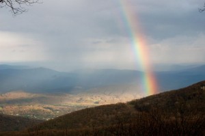 Photo By John Taylor : ©2010 www.nelsoncountylife.com : Thanks to John Taylor who grabbed this shot of a rainbow Monday afternoon over Nellysford in the Rockfish Valley as seen from Devils Knob at 3500 feet. Click to enlarge. 