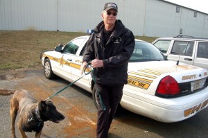 All Photos By Tommy Stafford : ©2010 www.nelsoncountylife.com : Nelson County Deputy Bill McDonald prepares to train with his dog Nicodemus at the old American Yarn Plant in Afton. Virginia. Click any photo to enlarge. 