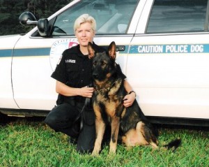 Photo Courtesy of Lynn Childers : Charlottesville K-9 Office Lynn Childers and her dog Brett.