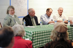 Cliff Wood (second from left) talks about the old country stores in Nelson County. 