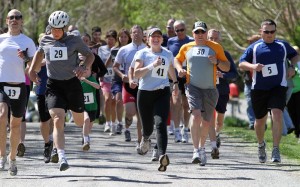 The mass start kicked off the run portion of the Piney River Mini Trialthlon sponsored by the Nelson County Parks and Recreation Department.
