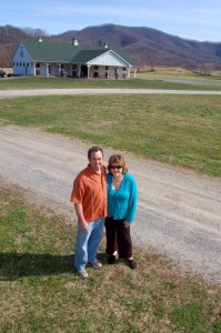 Photo By Tommy Stafford : ©2010 www.nelsoncountylife.com : Jeff & Tamara Stone stand in front of The Verandah recently completed at Wintergreen Winery.
