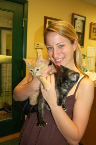 ©2007-2010 www.nelsoncountylife.com : Caitlin Mixter of Charlottesville with two cats she adopted from Almost Home back in 2007.