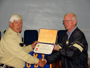 Photo Courtesy Of Nelson Rotary : Paul Harris Fellow is presented to Morris Foster (left) by Richard Rice, President of the Rotary Club of Nelson County.