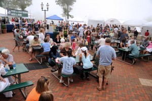 Photo By Paul Purpura : ©2010.www.nelsoncountylife.com : People packed the courtyard Saturday during Blue & Brews  at Wintergreen Resort. 