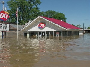 Photo Courtesy Of Doug Viar : Four feet of flood water stands in this West Tennessee Dairy Queen. River levels have matched or surpassed the great flood of 1937. 