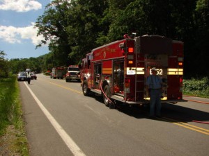 Several different fire departments responded to the call on Route 250. 