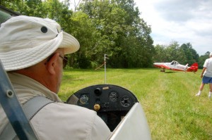 Photos By Tommy Stafford : ©2010 www.nelsoncountylife.com : Ben Johnson with Shenandoah Valley Soaring waits for his tow to begin Sunday afternoon in Roseland, Virginia. Click any photo to enlarge. 
