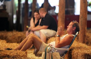 Tim Radsky of Charlottesville relaxes while listening to the Rogan Brothers Band at the Summer Solstice Festival.