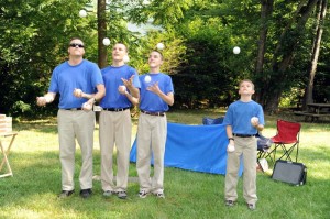 Allen, Chris, Andrew and Danny Hodge, local juggling superstars, opened Grand Discovery Days with a performance at Spruce Creek Park. 